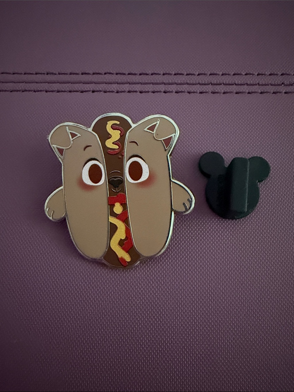 Disney tramp lady and the tramp Hot Dog Enamel Pin - Brown